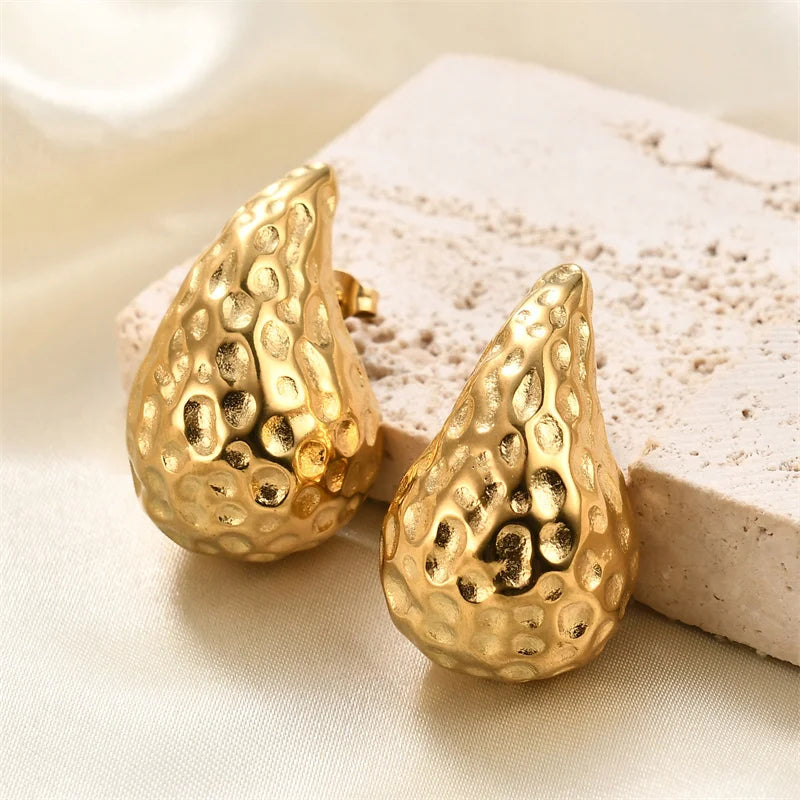 Chunky Gold Teardrop Earrings - Premium Stainless Steel