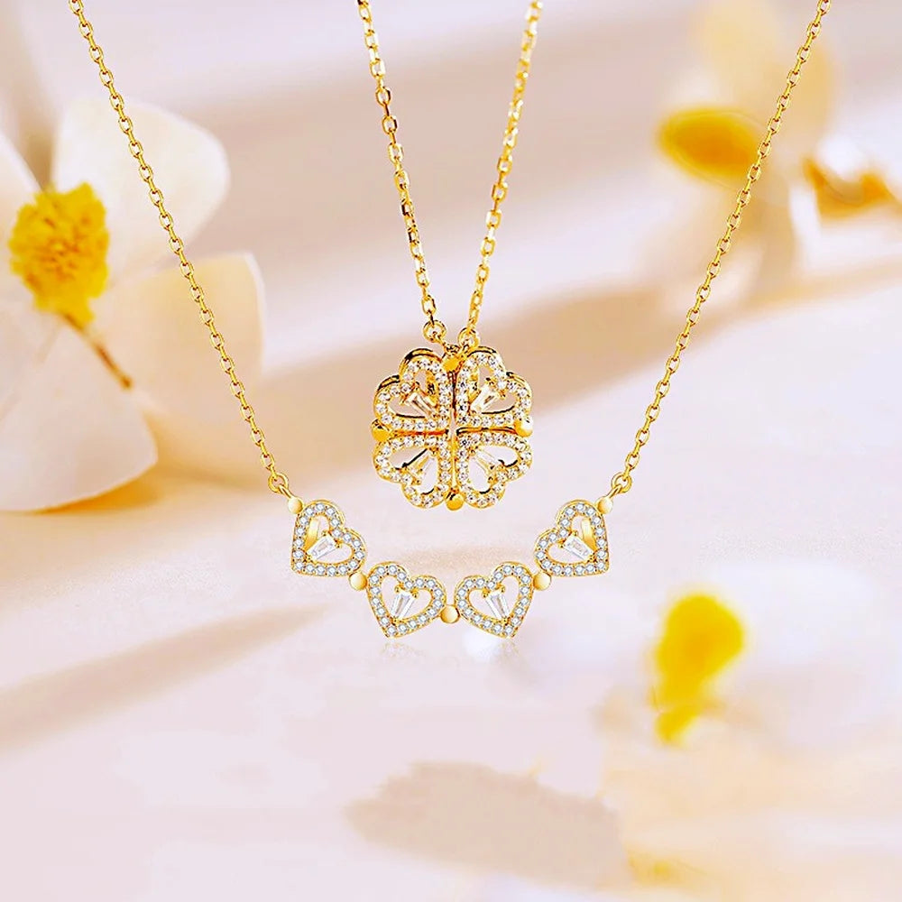 Love & Luck" Magnetic Clover Necklace - 2-in-1 Convertible Design